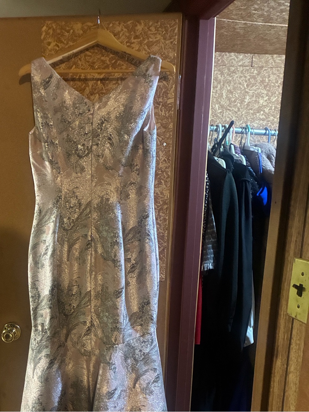Theia Blush Pink Metallic Maxi Gown - Picture 6 of 8